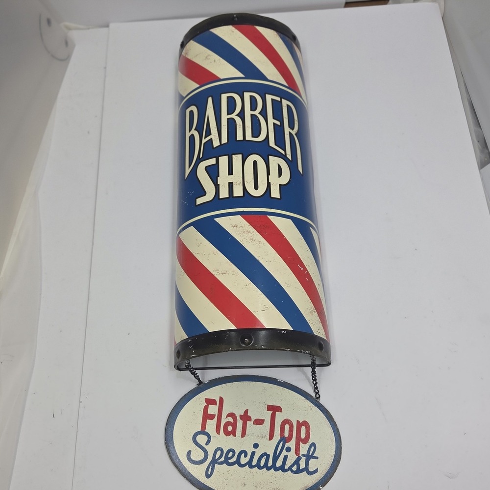 Open Road‎ Brands Barber Shop Sign 3D Metal Barber Pole FlatTop Specialist Retro